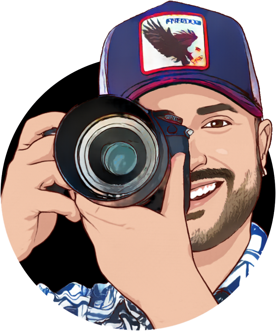 Ilustración de Roberto Benítez con su cámara